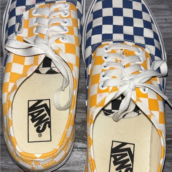 Vans Checkerboard Blue and Yellow Women's Shoes - Picture 5 of 5